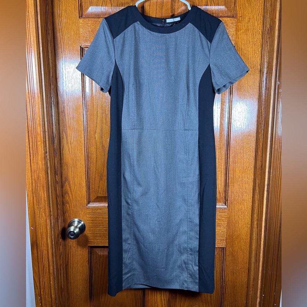 Tu Dress Size 12 Black & White Short Sleeve Pencil Knee Length